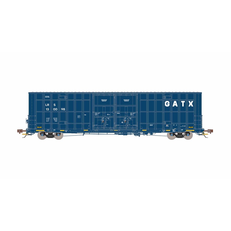 ScaleTrains Rivet 41008 HO Scale Trinity 60' 7500 12' Plug-Door High-Cube Boxcar GATX LRS 130130 (English Door Data with Conspicuity Stripes)