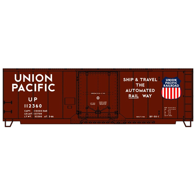 Accurail 3128 HO Scale AAR 40' Plug Door Boxcar Kit Union Pacific UP 112360 (Ship & Travel Automated Slogan)