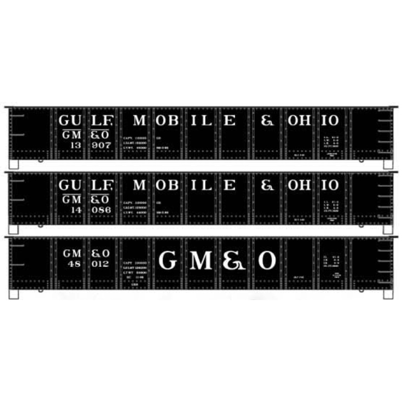 Accurail 37064 HO Scale 41' AAR 3 Pack Steel Gondola Kit Gulf, Mobile & Ohio GM&O