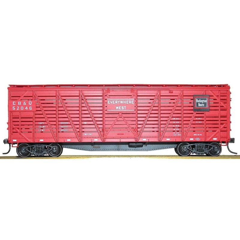 Accurail 4744 HO Scale 40' Wood Stock Car Kit Chicago, Burlington & Quincy CB&Q 52046