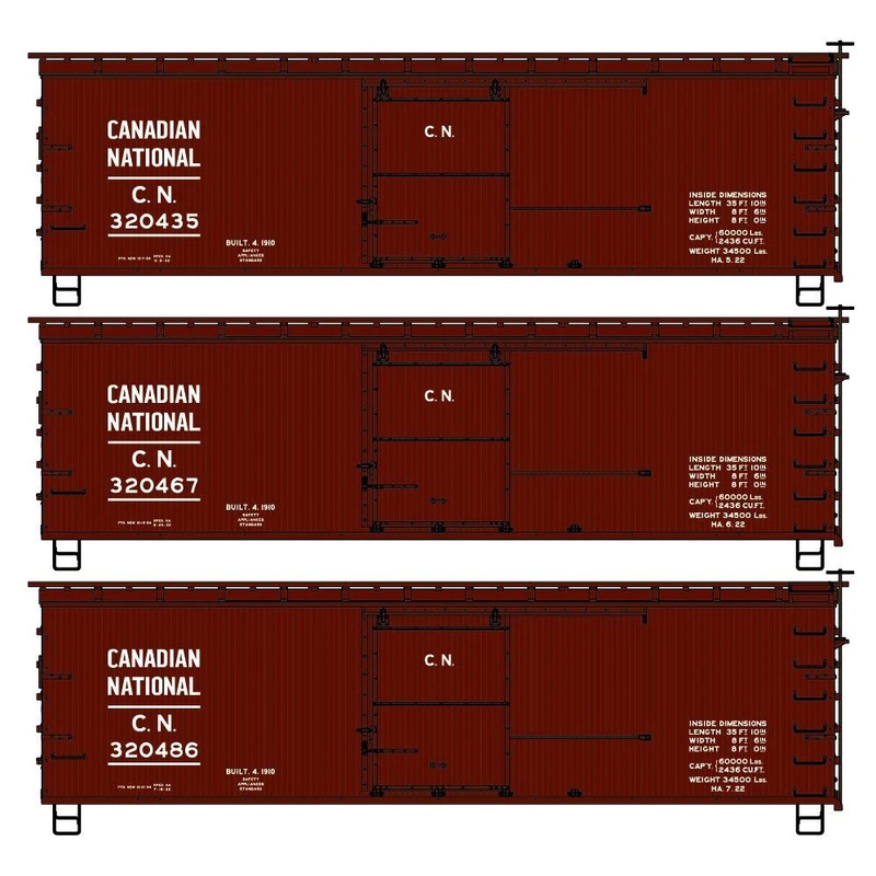 Accurail 8169 HO Scale 36' Double Sheath Boxcar Kit 3 Pack Canadian National CN