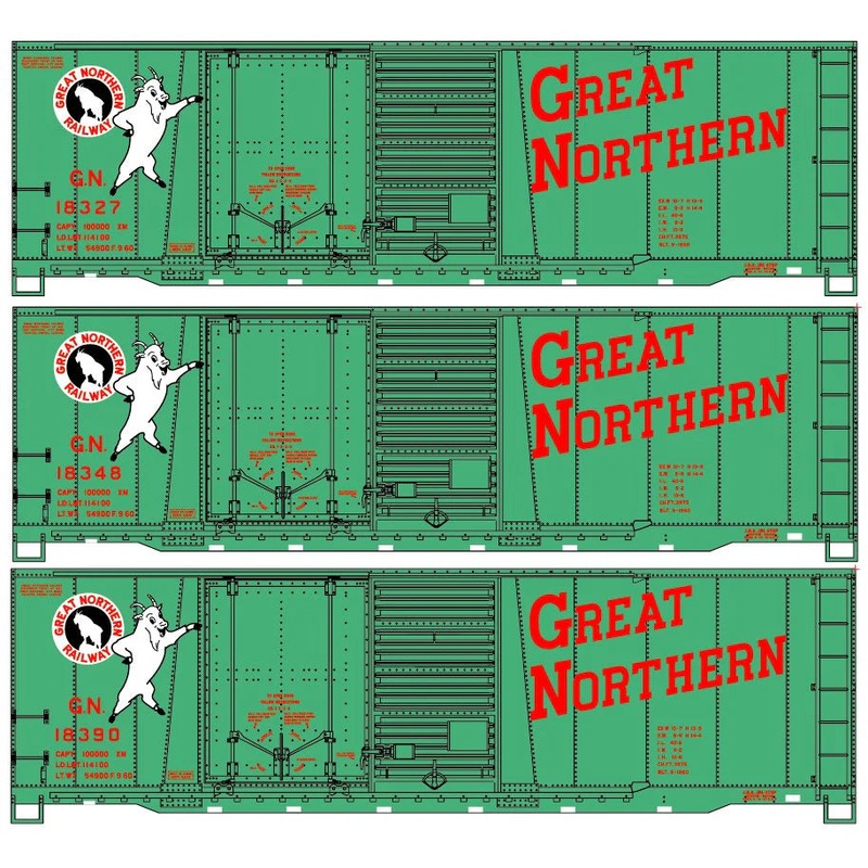 Accurail 8170 HO Scale 40' Combo Door Boxcar Kit 3 Pack Great Northern GN (Jade Green Standing Rocky Logo)