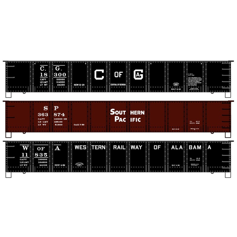 Accurail 8173 HO Scale 41' AAR 3 Pack Steel Gondola Kit GofG, SP, and WofA