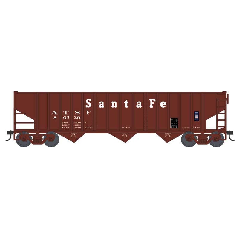 Bowser 43486 HO Scale 70 Ton 14 Panel 3 Bay Hopper Santa Fe ATSF 80320