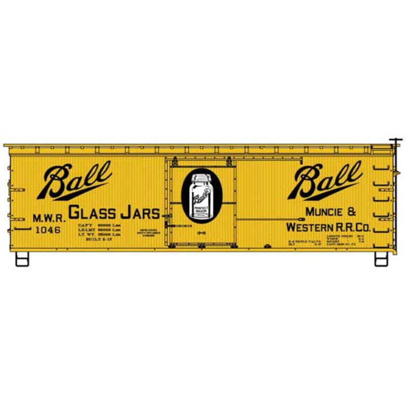 Accurail 1316 HO Scale 36' Double Sheathed Boxcar Kit Muncie & Western 1046 (Ball Glass Jars)