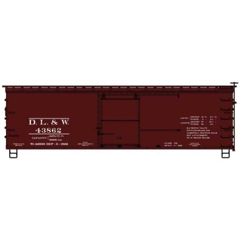 Accurail 1413 HO Scale 36' Double Sheathed Boxcar Kit Lackawanna DL&W 43862