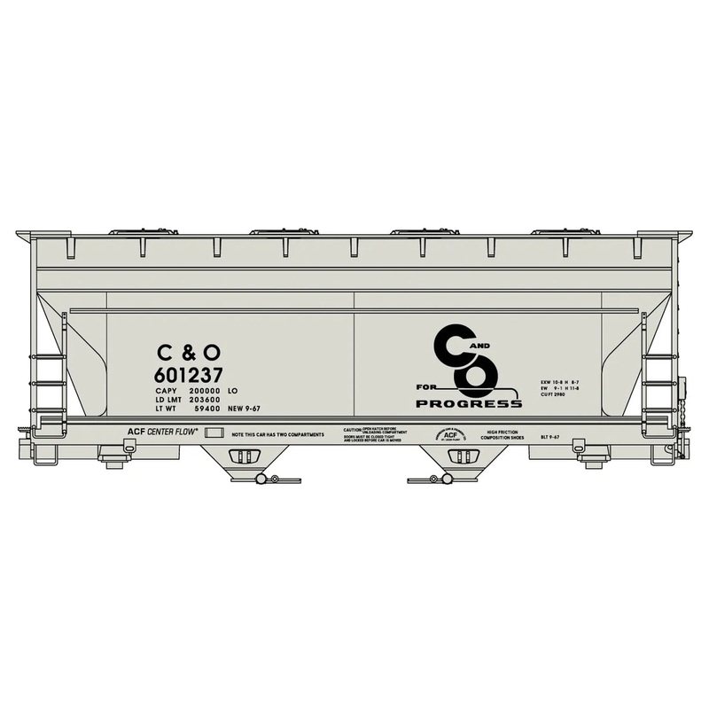 Accurail 2219 HO Scale ACF 2 Bay Covered Hopper Kit Chesapeake & Ohio C&O 601237