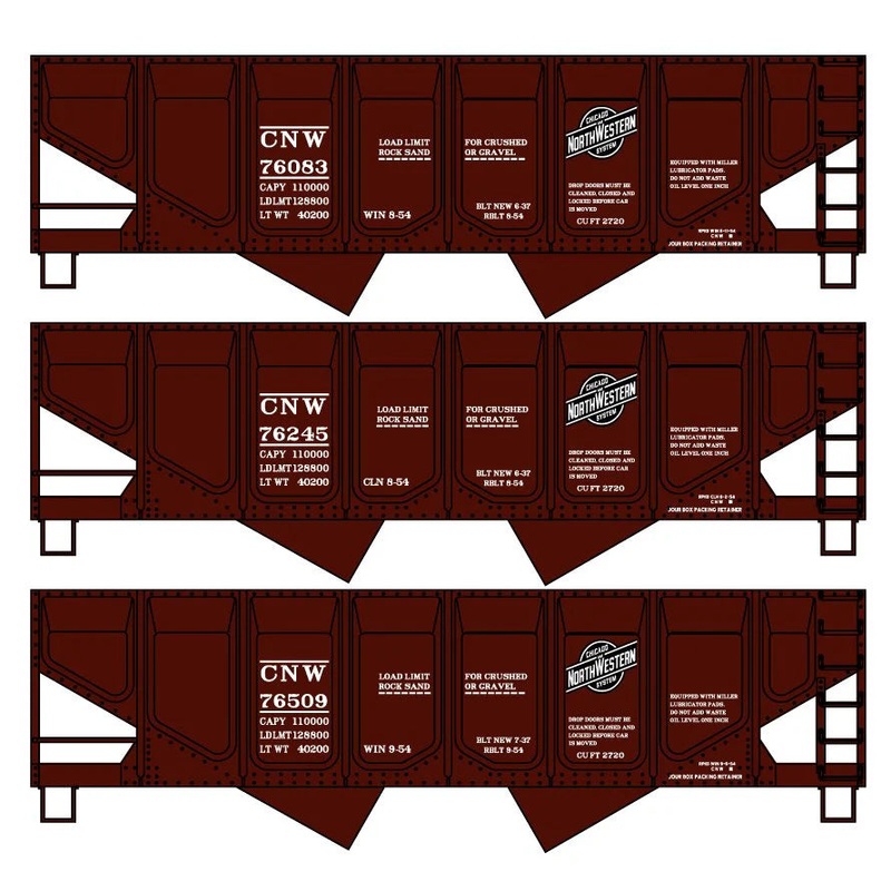 Accurail 8174 HO Scale USRA 55 Ton Twin Hopper Kit 3 Pack Chicago & North Western CNW