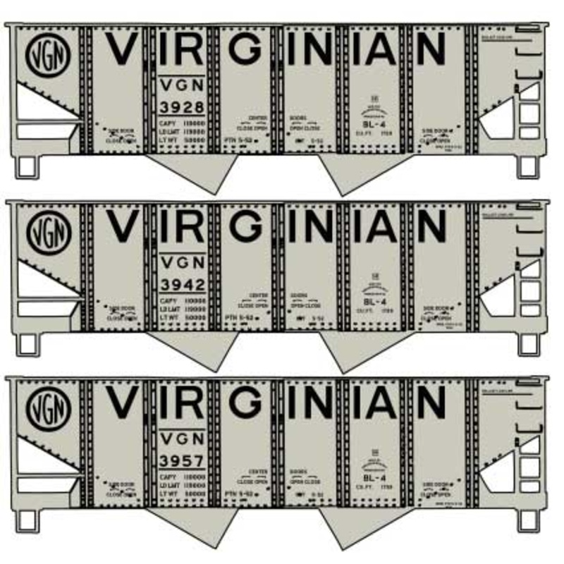 Accurail 8175 HO Scale USRA 55 Ton Twin Hopper Kit 3 Pack Virginian VGN