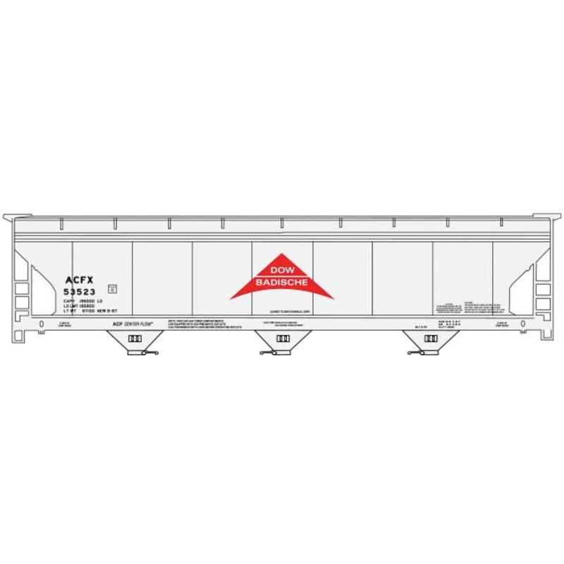 Accurail 81761 HO Scale ACF 3 Bay Covered Hopper Kit Dow Badische ACFX 53523