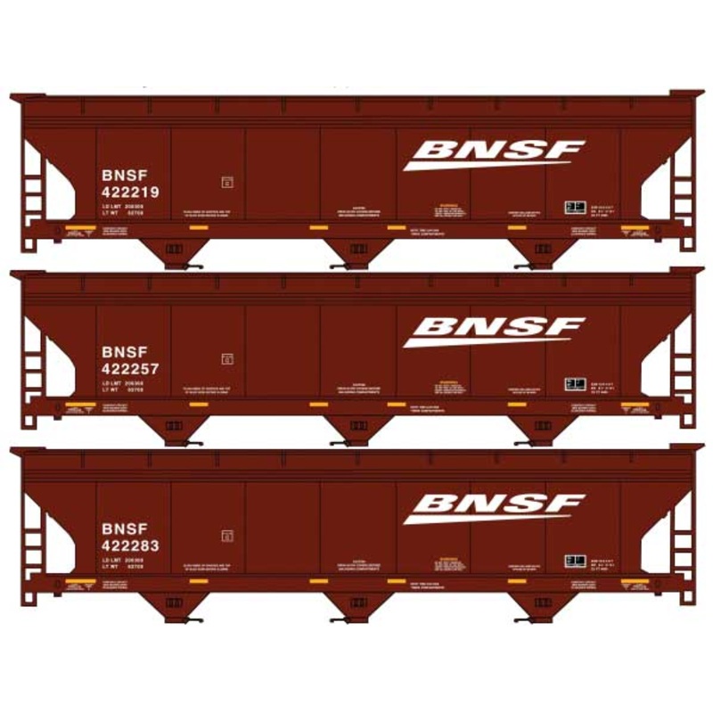 Accurail 8177 HO Scale ACF 3 Bay Covered Hopper Kit BNSF (3 Car Set)
