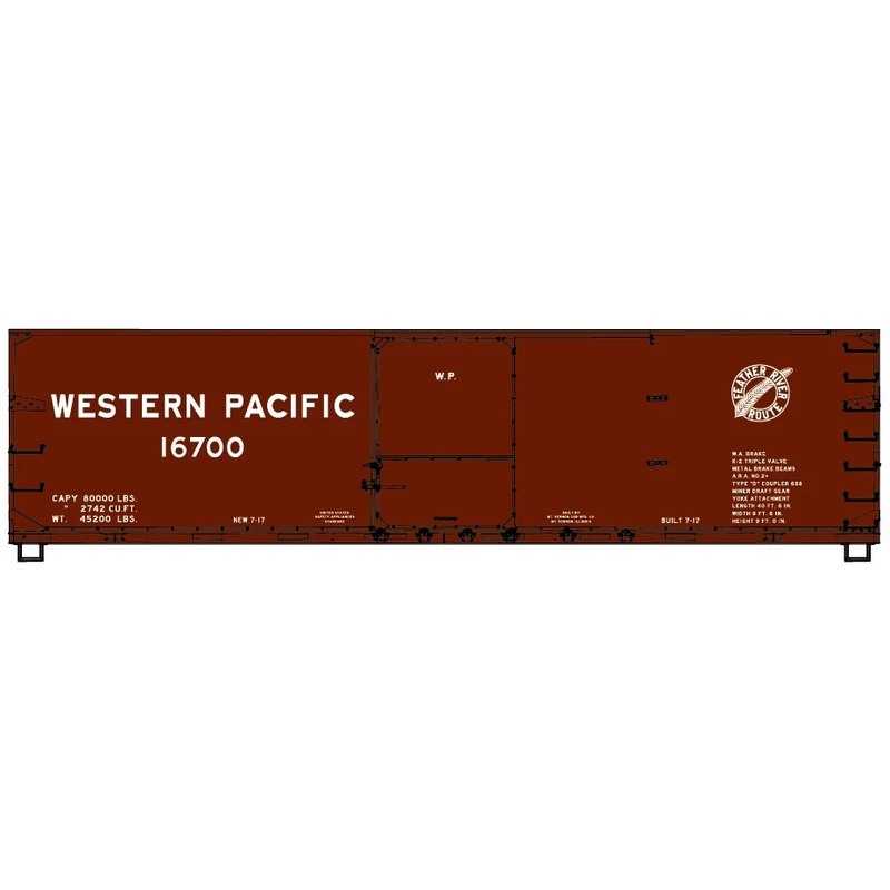 Accurail 81782 HO Scale 40' USRA Double Sheathed Wood Boxcar Kit Western Pacific WP 16700
