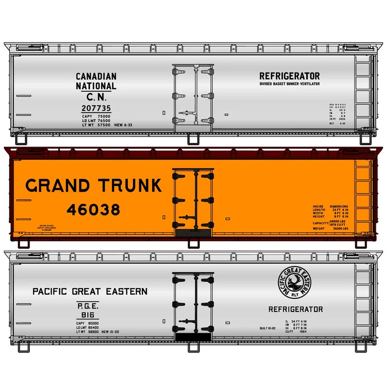 Accurail 8180 HO Scale 40' Wood Reefer Kit Canadian Roads 3 Pack