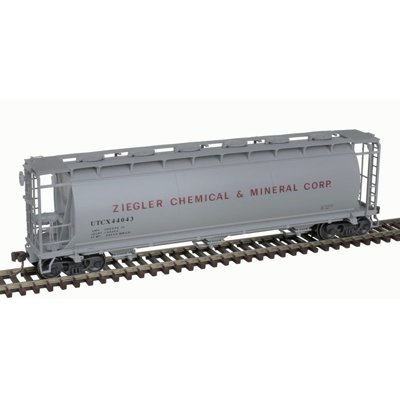 Atlas 20007188 HO Scale 3 Bay Cylindrical Covered Hopper Ziegler Chemical UTCX 44048