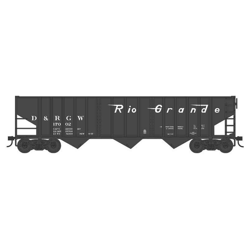 Bowser 43459 HO Scale 70 Ton 14 Panel 3 Bay Hopper Rio Grande D&RGW 17002