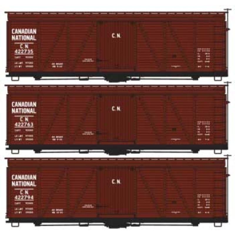 Accurail 8113 HO Scale 36' Fowler Wood Boxcar Canadian National CN 3 Pack