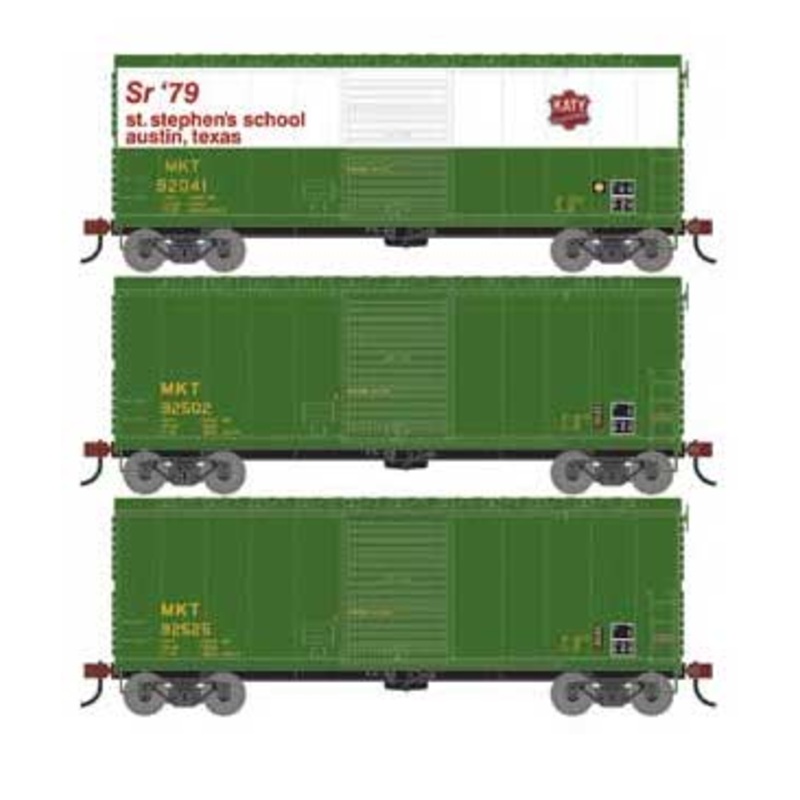 Athearn 67750 HO Scale RTR 40' Modernized Boxcar Missouri Kansas Texas MKT 3 Pack
