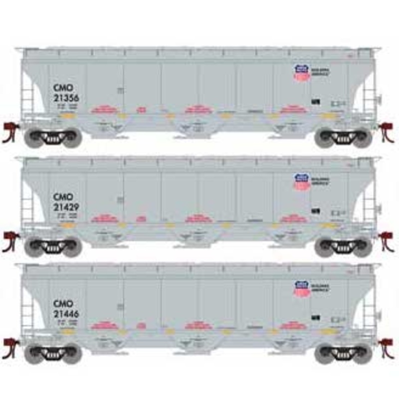 Athearn Genesis G89968 HO Scale Trinity 3 Bay Covered Hopper Union Pacific CMO 3 Pack #1