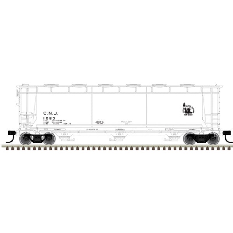 Atlas 20004369 HO 3 Bay Cylindrical Covered Hopper Central RR of New Jersey CNJ 1083
