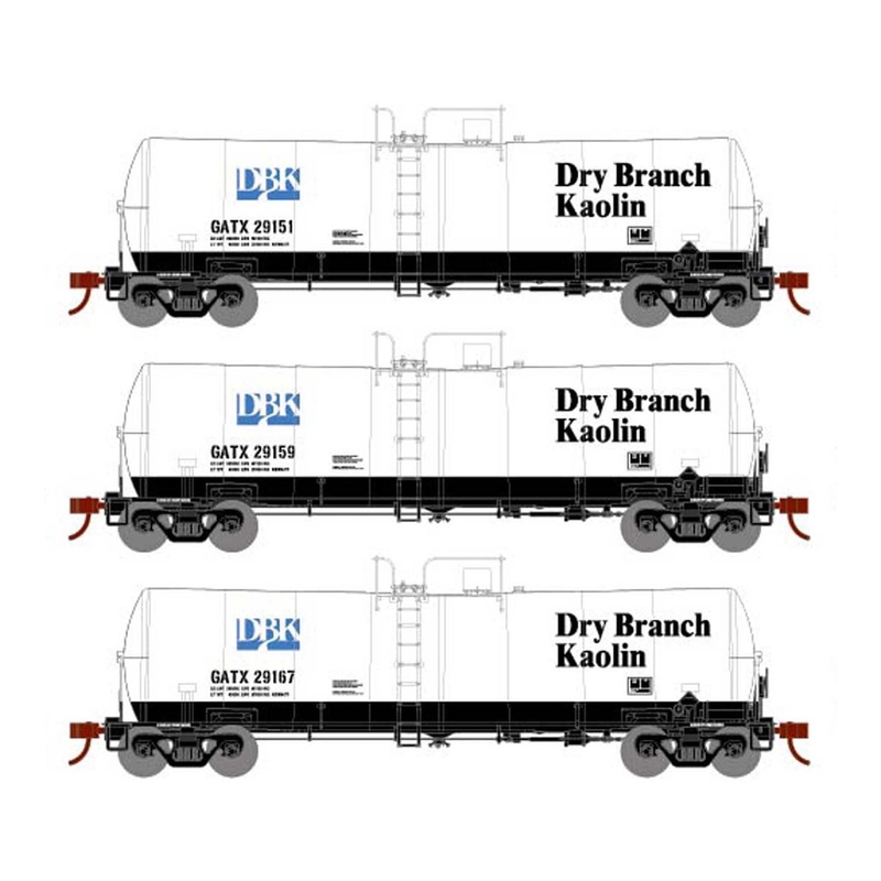 Athearn 16353 HO Scale 16k Clay Slurry Tank Car Dry Branch Kaolin GATX 3 Pack #1