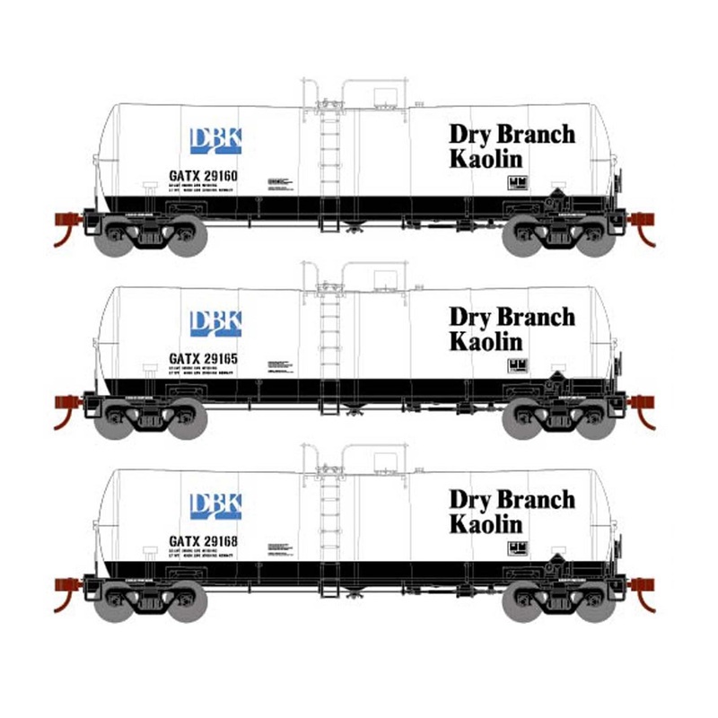 Athearn 16354 HO Scale 16k Clay Slurry Tank Car Dry Branch Kaolin GATX 3 Pack #2