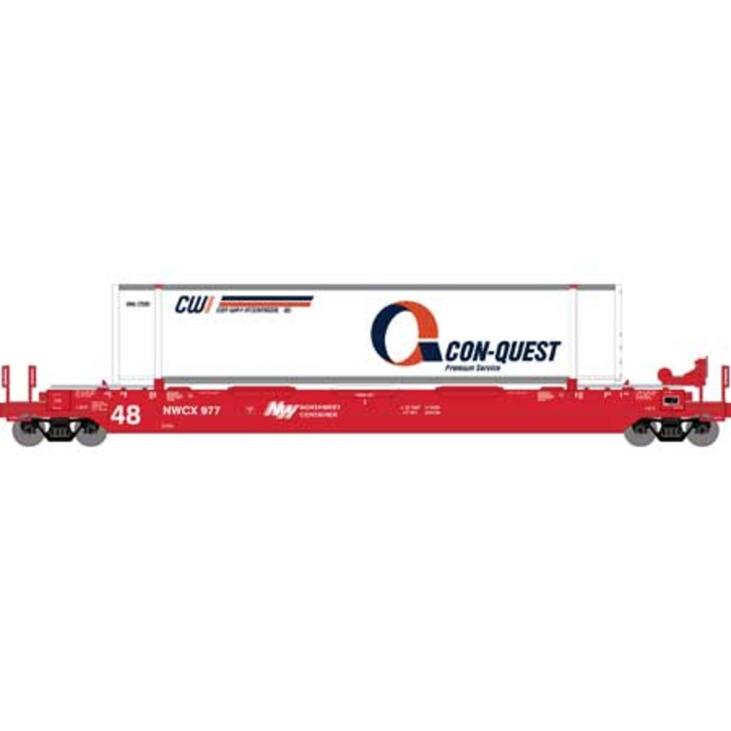 Athearn 7440 HO Scale 48' Husky Stack Well Car NWCX 977 with Container