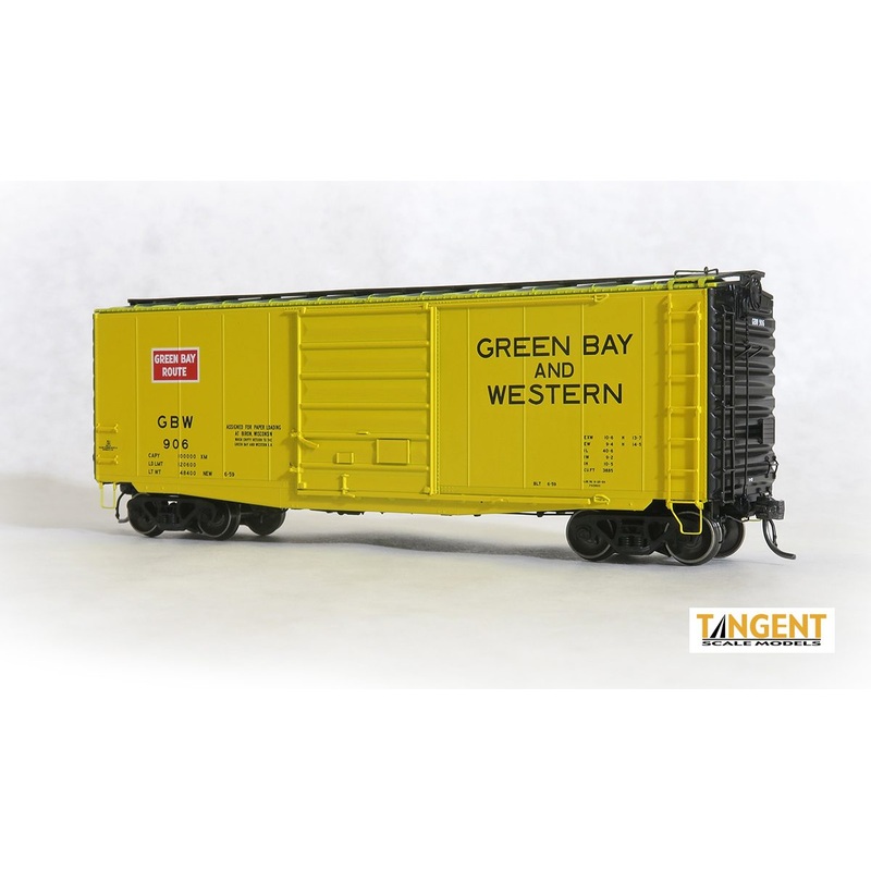 Tangent Scale Models 26012-01 HO Scale 40' PS-1 9' Door Boxcar Green Bay & Western GBW 906