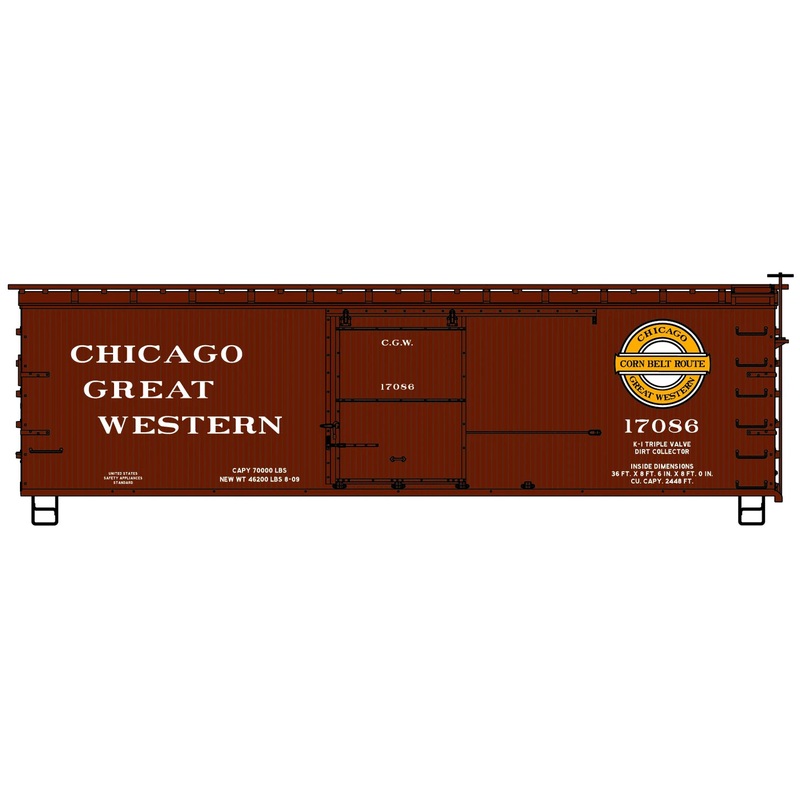 Accurail 1715 HO Scale 36' Double Sheathed Wood Boxcar Kit Chicago Great Western 17086 (Corn Belt Logo)