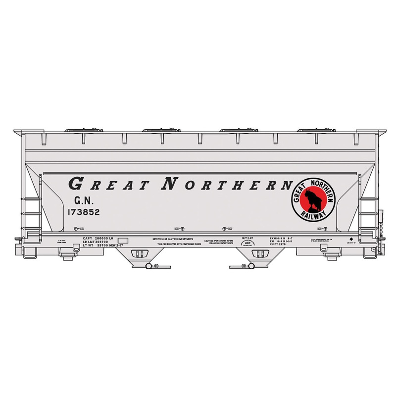 Accurail 2203 HO ACF 2-Bay Covered Hopper Great Northern GN 173852 Kit