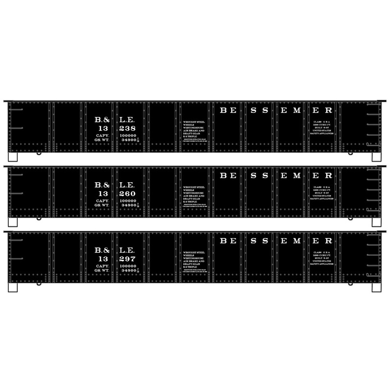 Accurail 37774 HO Scale 41' AAR Steel Gondola Kit 3 Pack Bessemer & Lake Erie B