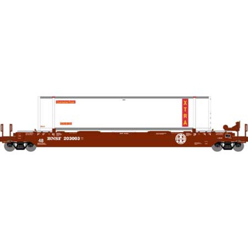 Athearn 7438 HO Scale 48' Husky Stack Well Car BNSF 203003 with XTRA Container