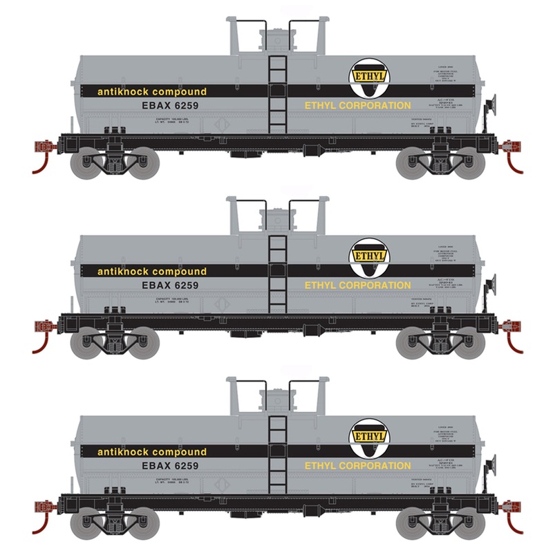 Roundhouse 1121 HO Scale Chemical Tank Car Ethyl Corporation EBAX 3 Pack