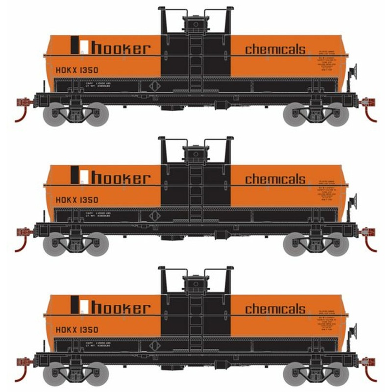 Roundhouse 1125 HO Scale Chemical Tank Car Hooker HOKX 3 Pack