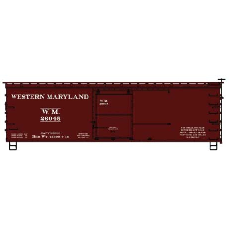 Accurail 1717 HO Scale 36' Double Sheathed Wood Boxcar Kit Western Maryland WM 26045