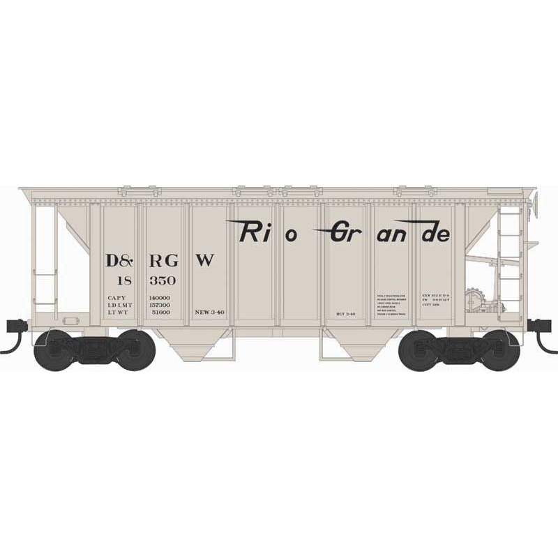 Bowser 43256 HO Scale H34 Covered Hopper Rio Grande D&RGW 18350