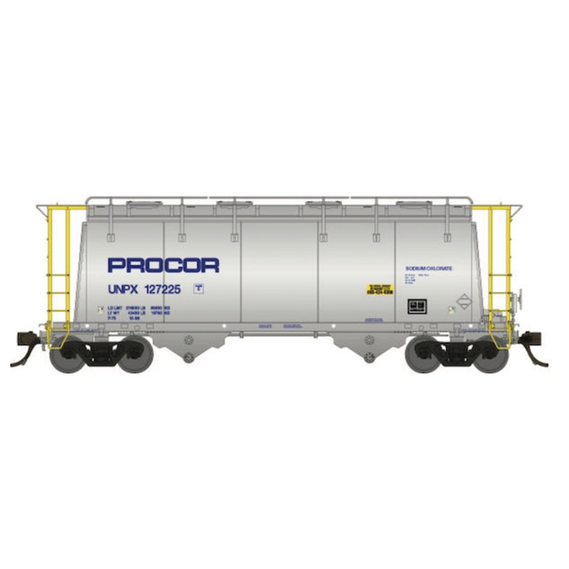 Rapido Trains 172003A HO Scale Procor 3000cuft Aluminum Hopper "Handrail & Worldmark" UNPX Car #3