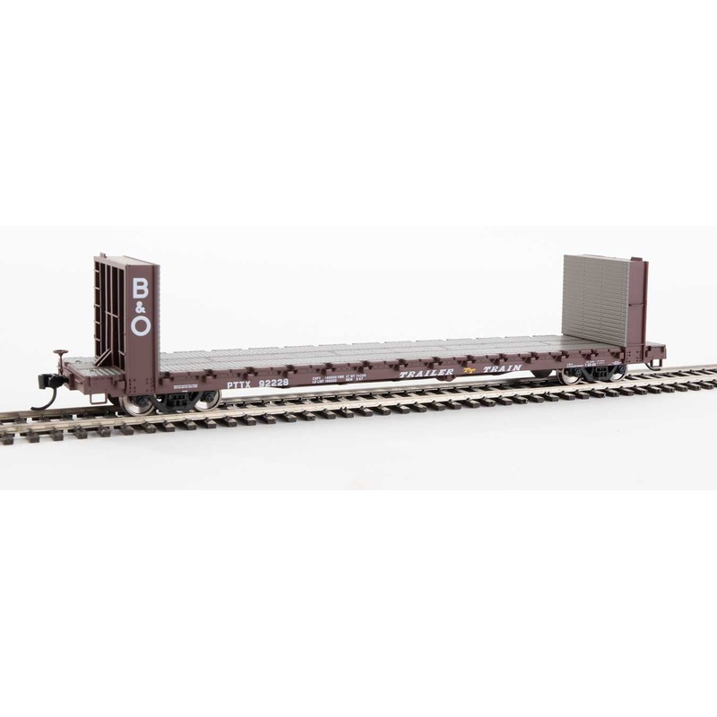 Walthers Mainline 910-5813 60' Pullman Bulkhead Flatcar Trailer Train B&O/ PTTX 92228