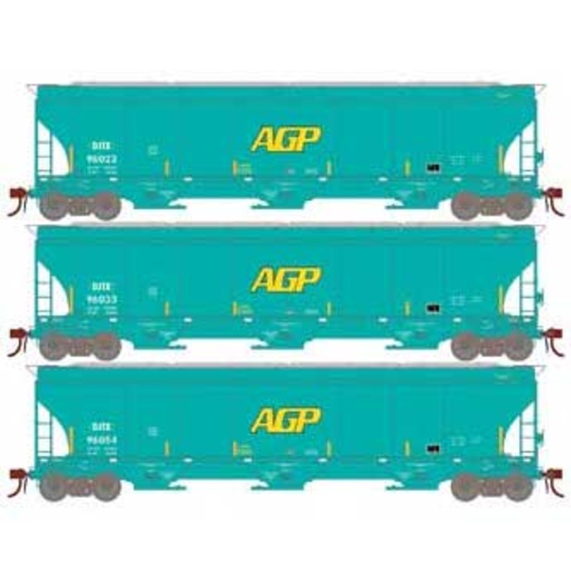 Athearn Genesis G97149 HO Scale Trinity 3 Bay Covered Hopper Ex-AGP DJTX 3 Pack #1