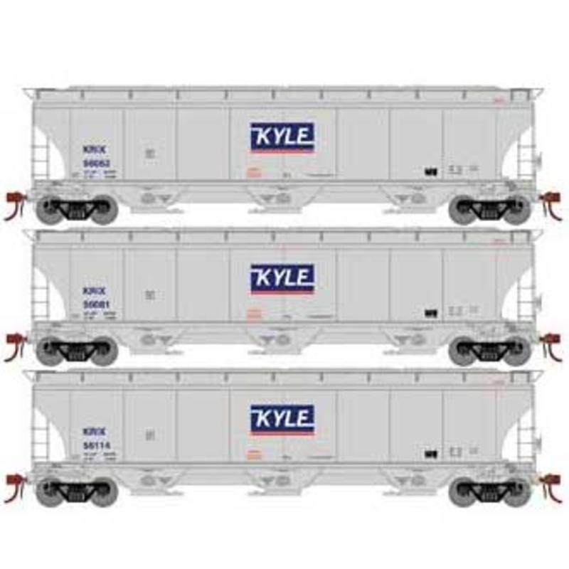 Athearn Genesis G97161 HO Scale Trinity 3 Bay Covered Hopper KYLE KRIX 3 Pack #1