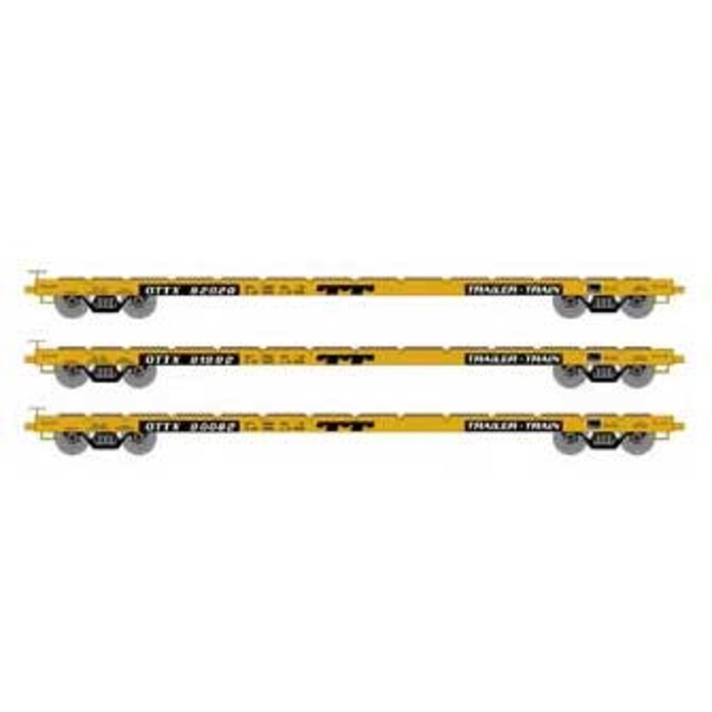 Athearn HO Scale 97068 60' Flatcar Trailer Train "Yellow" OTTX 3 Pack