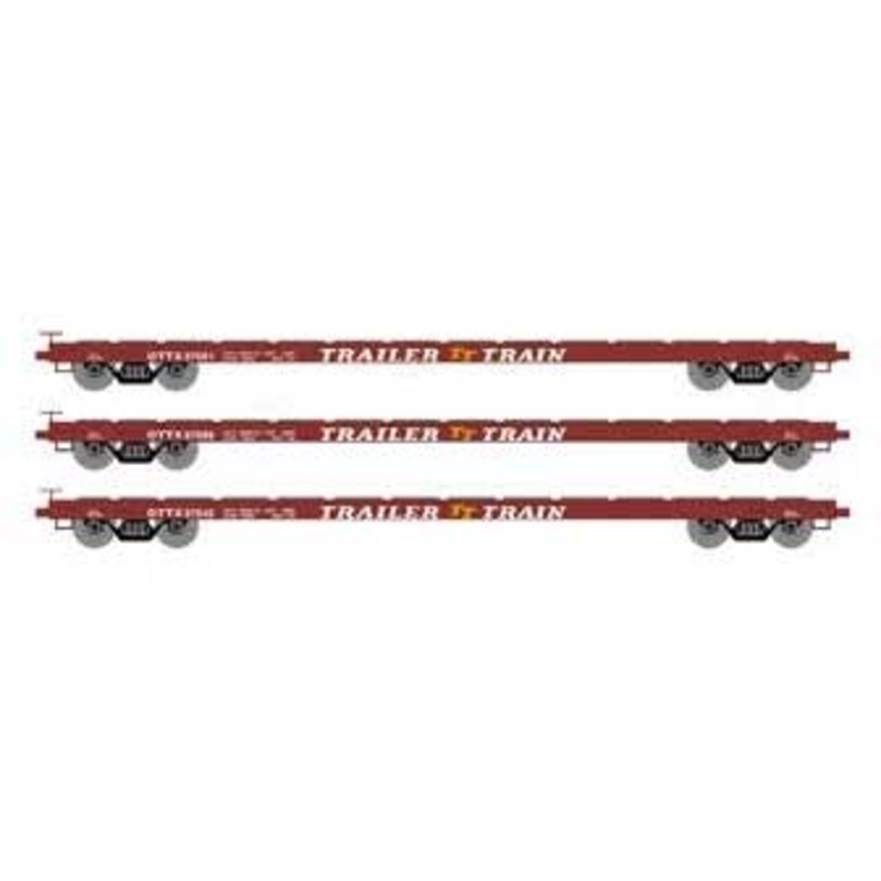 Athearn HO Scale 97071 60' Flatcar Trailer Train "Brown" OTTX 3 Pack