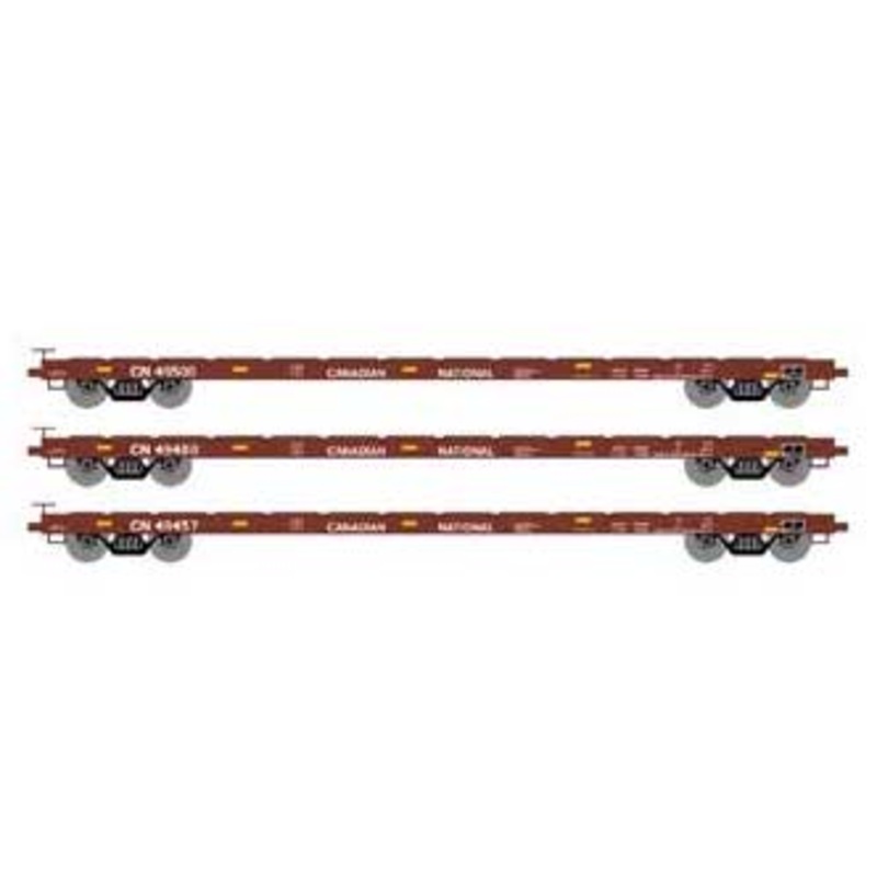 Athearn HO Scale 97074 60' Flatcar Canadian National CN 3 Pack