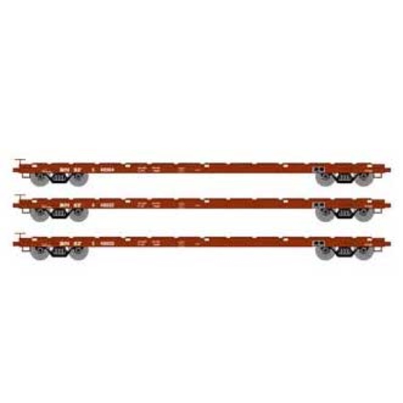 Athearn HO Scale 97083 60' Flatcar BNSF 3 Pack