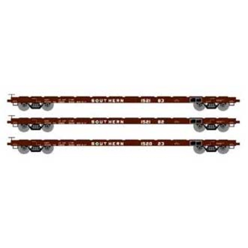 Athearn HO Scale 97086 60' Flatcar Southern SOU 3 Pack