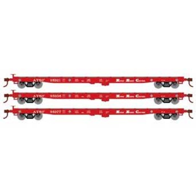 Athearn HO Scale 98080 60' Flatcar Santa Fe ATSF 3 Pack