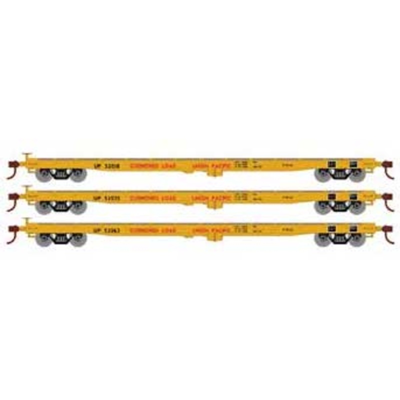 Athearn HO Scale 98087 60' Flatcar Union Pacific UP 3 Pack