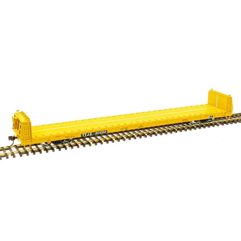 Atlas Trainman 20006464 HO Scale 62' Short Bulkhead Flatcar Red TTX Logo TTJX 80282