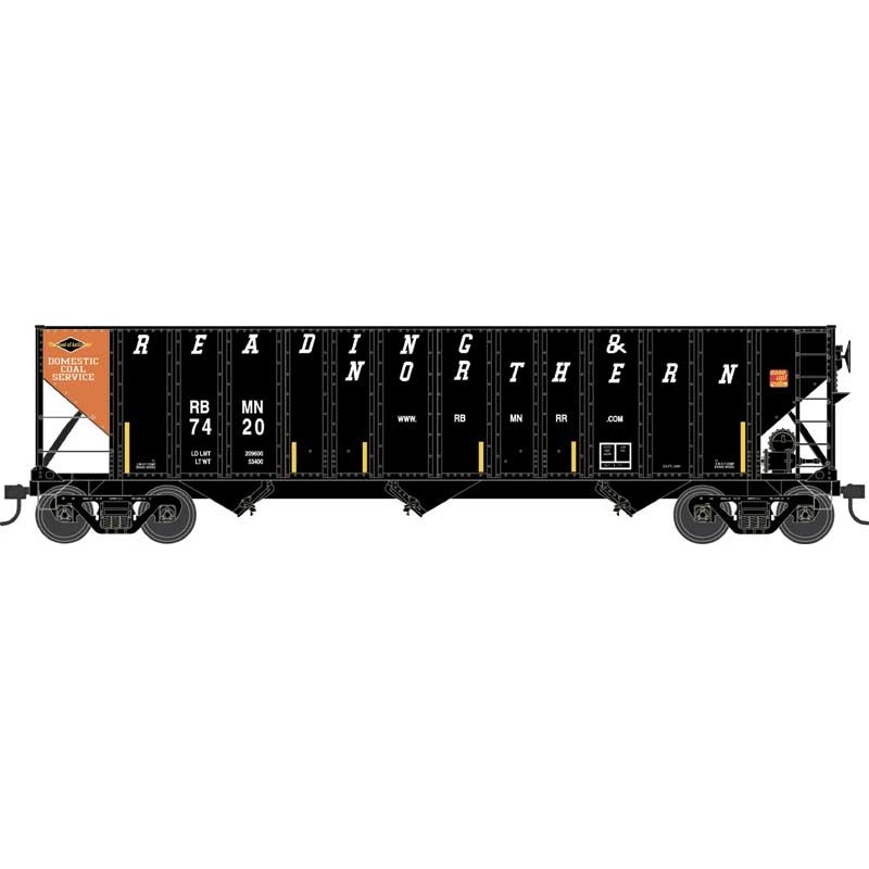 Bowser 43231 HO Scale 100 Ton 3-Bay Hopper Reading & Northern "Orange Panel" RBMN 7420