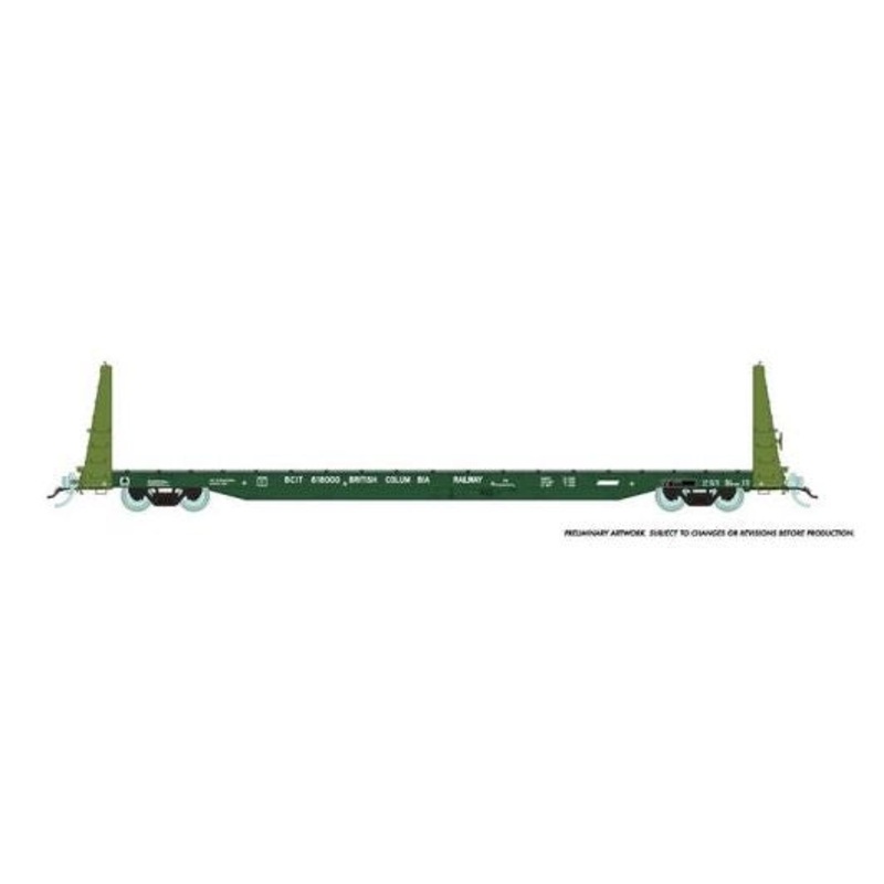 Rapido Trains 147006A HO Scale 62' Bulkhead Flatcar British Columbia (Int'l) BCIT # Varies