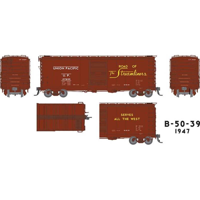 Rapido Trains 154002A HO Scale B-50-39 Boxcar Union Pacific "1947 Delivery" UP # Varies